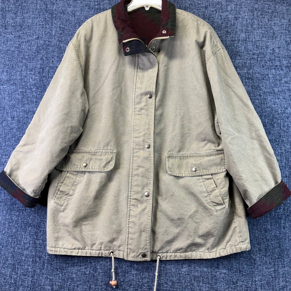 U-TEX 50 Mens L Canvas Jacket Southwestern Blanket Lined Rugged Field Coat